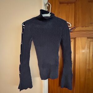 Women's Navy Sweater with Button Detail